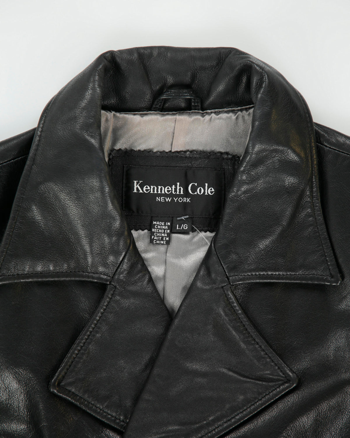 Vintage Y2K 00s Kenneth Cole NY Women's Leather Double Breasted Mid Length Trench Coat - L