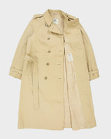 Vintage 1970s Aquascutum Women's Khaki Made In America Aqua 5 Waterproof Canvas Double Breasted Trench Coat - L