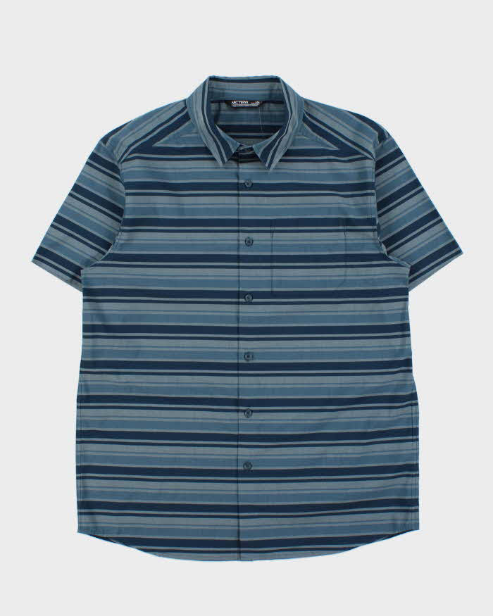 2020 Arc'teryx Striped 'Brohm' Embroidered Bird Short Sleeve Shirt - L