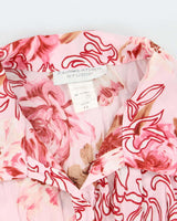 Vintage 90s Fairweather Studio Floral Mesh Crinkle Blouse - S