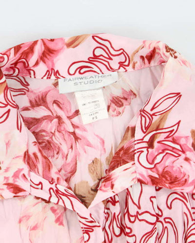 Vintage 90s Fairweather Studio Floral Mesh Crinkle Blouse - S