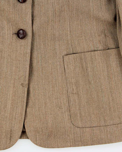 Vintage 1980s Christian Dior Fur Collared Wool Blazer - M