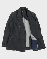 AW2015 Armani Exchange Women's Raw Indigo Denim Double Breasted Blazer Jacket - L