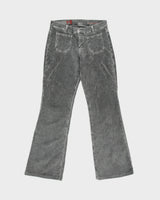 Vintage Y2K 00s Guess Jeans Women's Low Rise Velour Stretch Denim Made In USA Patch Pocket Bootcut Trousers - W27 L28