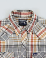 Vintage 1980s Wrangler Made In USA Plaid Long Sleeve Western Flannel Shirt - M
