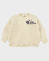 Vintage Y2K 00s Quiksilver Women's Cream Wool Chunky Logo Crewneck Jumper - M