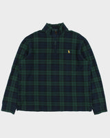 Vintage Polo Ralph Lauren Blackwatch Tartan Quarter-Zip Sweatshirt - L