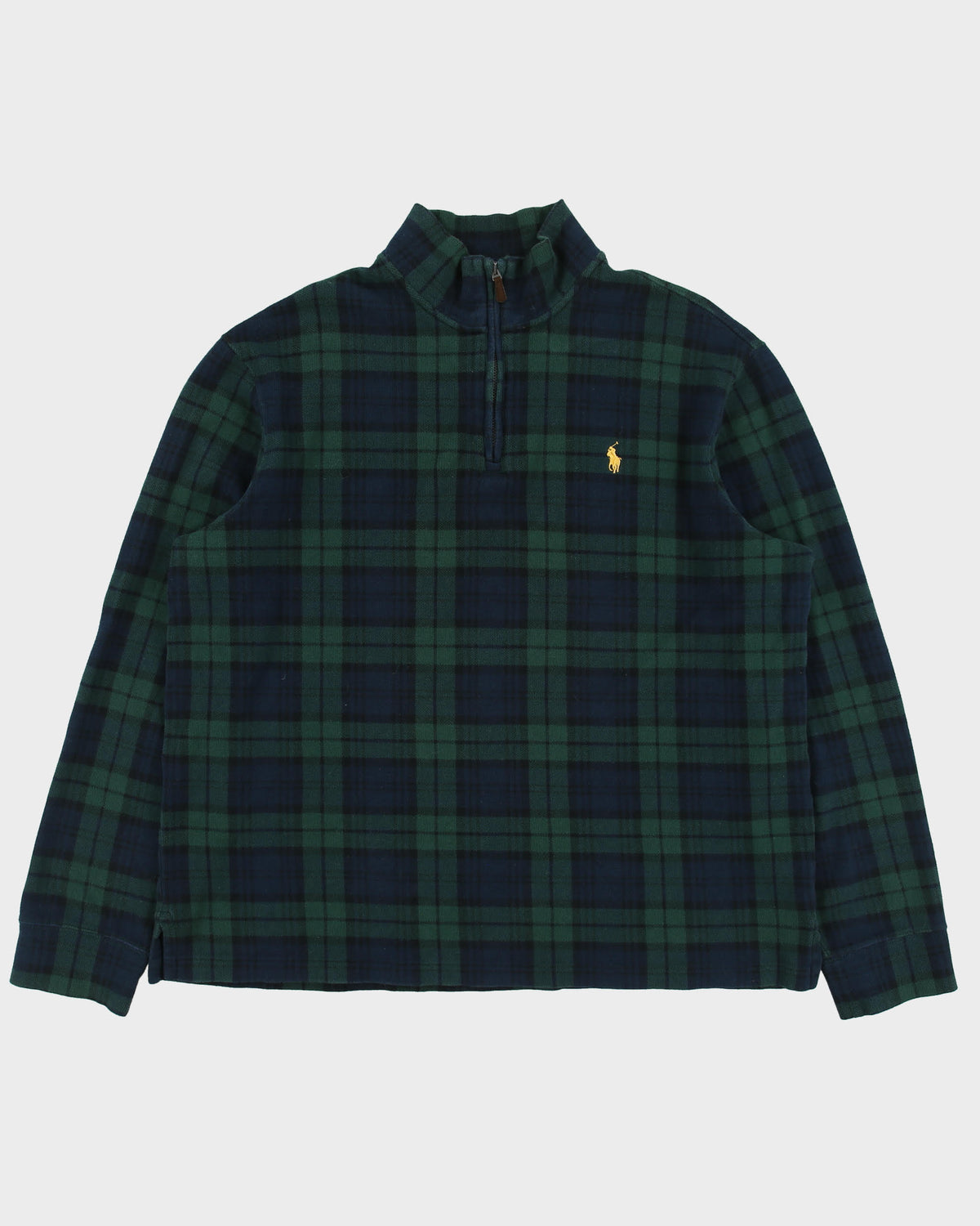 Vintage Polo Ralph Lauren Blackwatch Tartan Quarter-Zip Sweatshirt - L