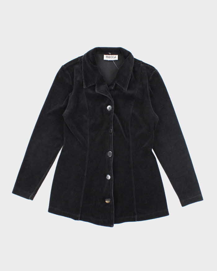 Vintage 90s Mecca Black Velvet Blouse - S