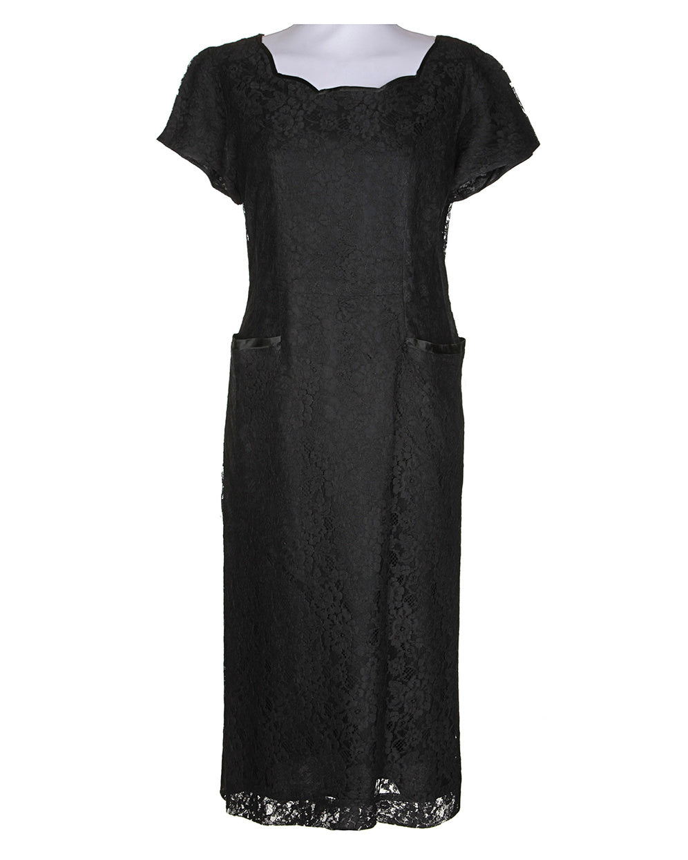 50s Boutique Black Short Midi Dress - M