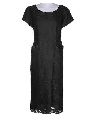 50s Boutique Black Short Midi Dress - M