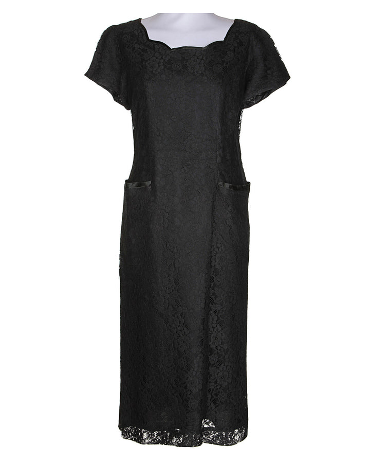 50s Boutique Black Short Midi Dress - M