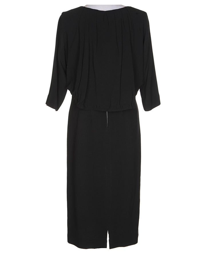 60's Black Party Dress - M