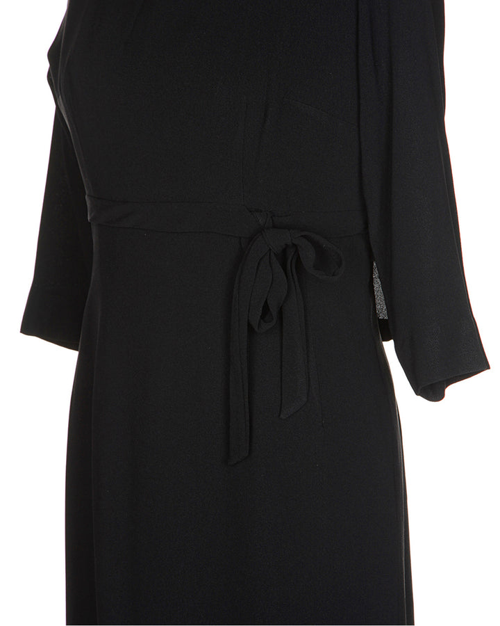 60's Black Party Dress - M