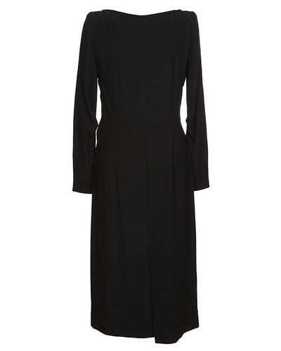 40's Black Long Sleeve Dress - M