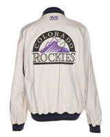 90's Black &amp; Purple / Cream Reversible Bomber Jacket - XL