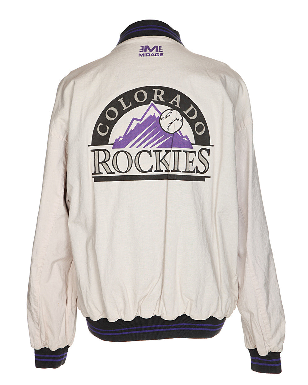 90's Black &amp; Purple / Cream Reversible Bomber Jacket - XL