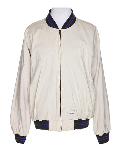 90's Black & Purple / Cream Reversible Bomber Jacket - XL