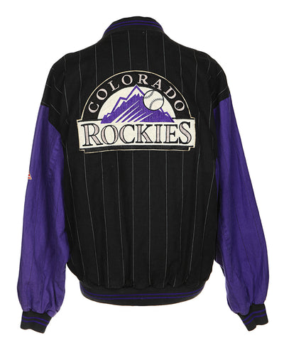90's Black & Purple / Cream Reversible Bomber Jacket - XL
