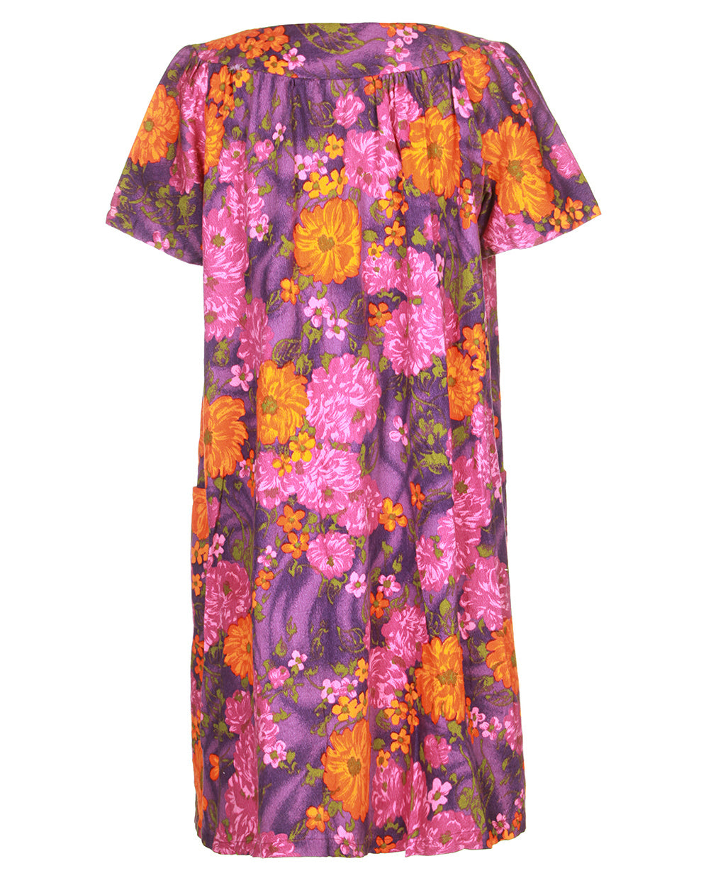 60's Purple Hawaiian Barkcloth Dress - L