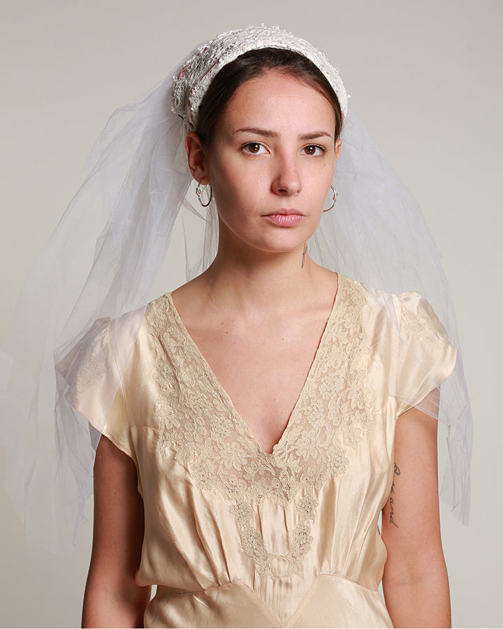 Velo da sposa in pizzo vintage anni '60