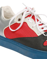 Balenciaga Low Arena Red, Silver &amp; White Leather Trainers - UK 7.5