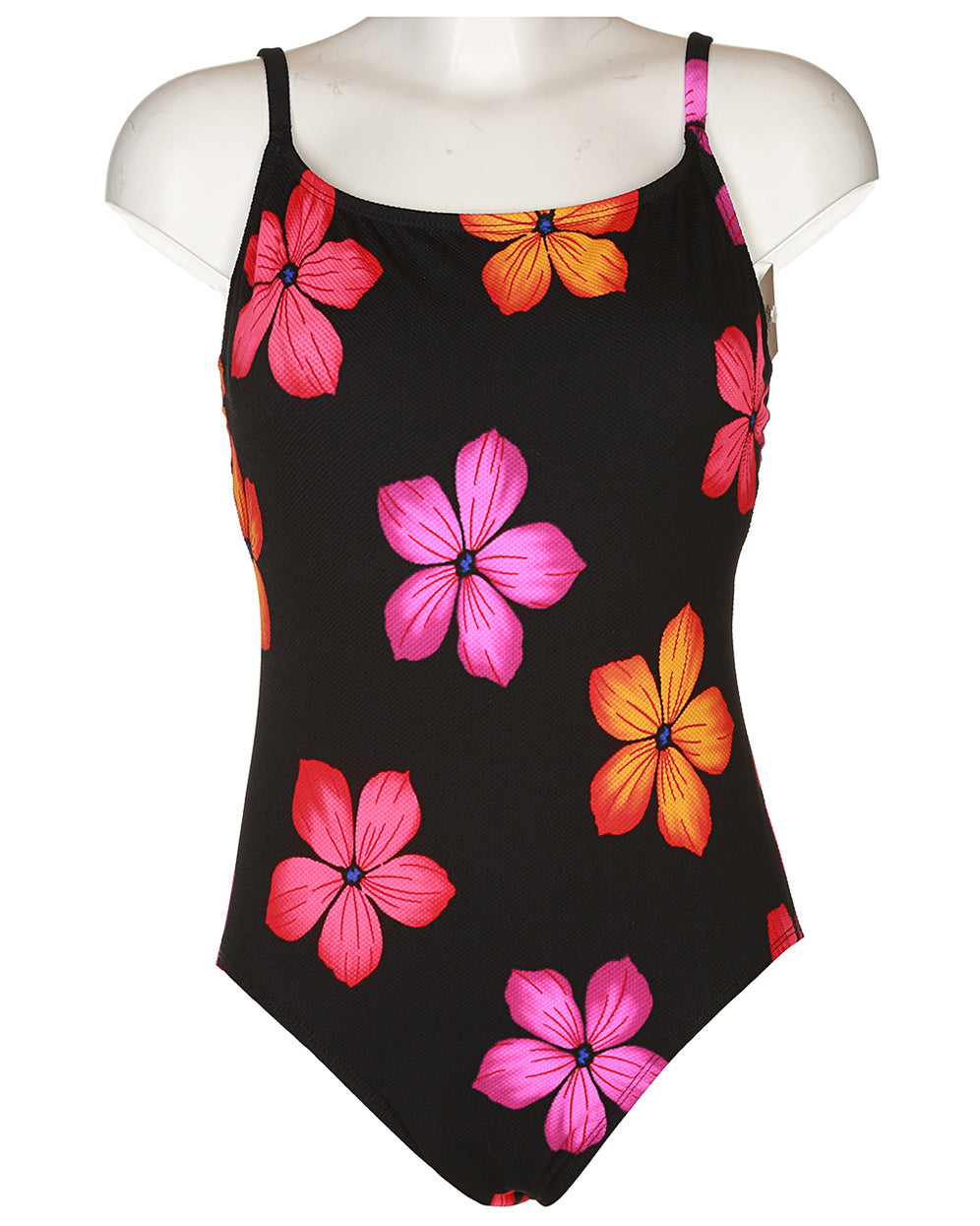 90s Black Floral Swimsuit - L