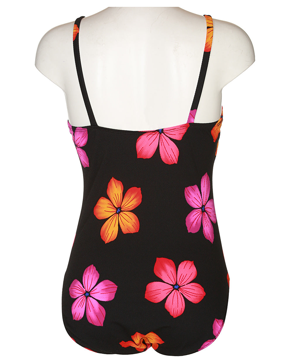 90s Black Floral Swimsuit - L
