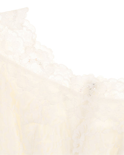 60s White Lace & Satin Boutique Bridal Dress - XXS