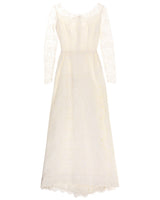 60s White Lace &amp; Satin Boutique Bridal Dress - XXS