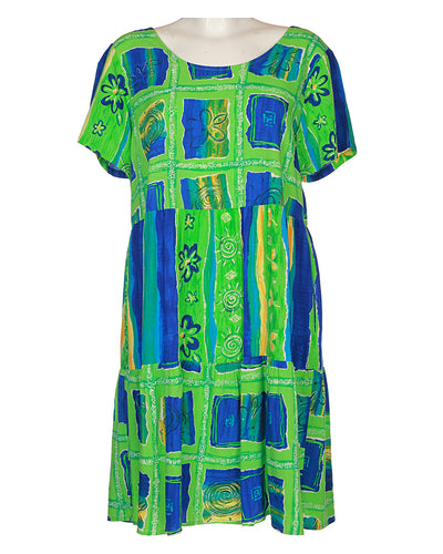 90's Green Short Sleeve Dress - L