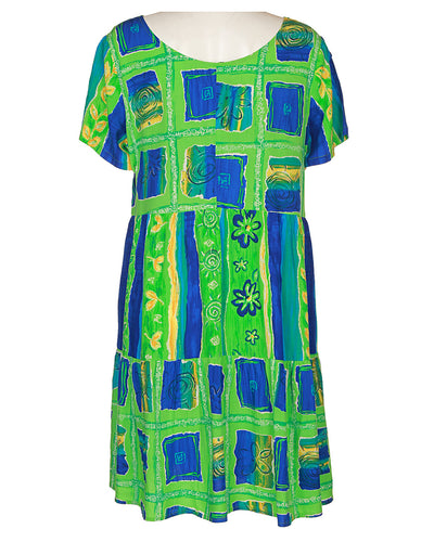 90's Green Short Sleeve Dress - L