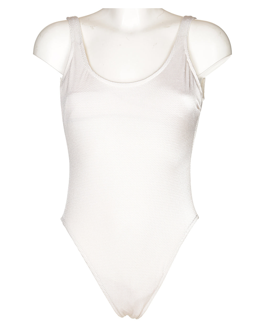 80's Cream Waffle Swimsuit - L