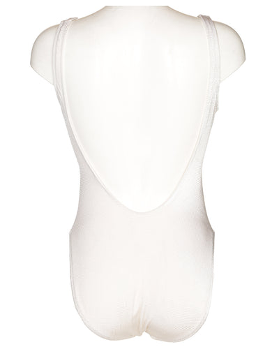 80's Cream Waffle Swimsuit - L