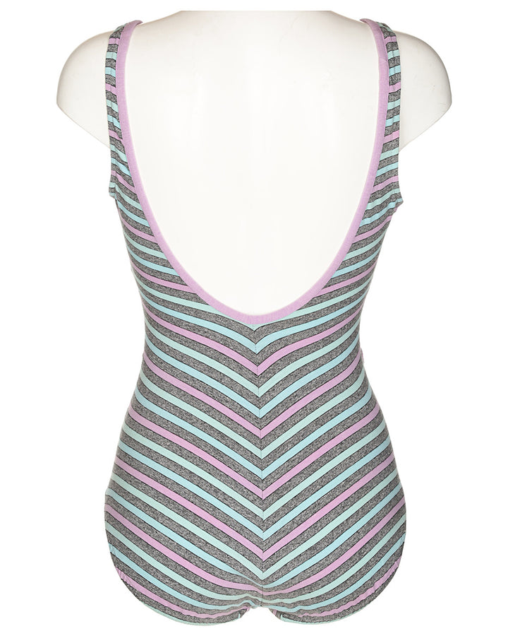 Grey & Pastel Chevron Bodysuit - M