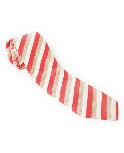 Hugo Boss Red & Cream Striped Tie