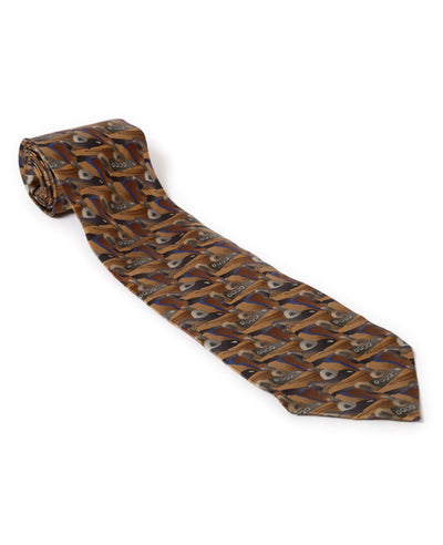 Brown Beatles Yellow Submarine Silk Tie