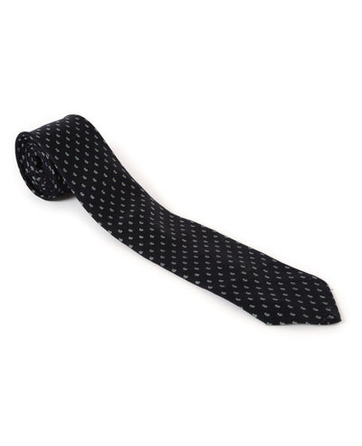 80s Navy Blue Patterned Silk Tie