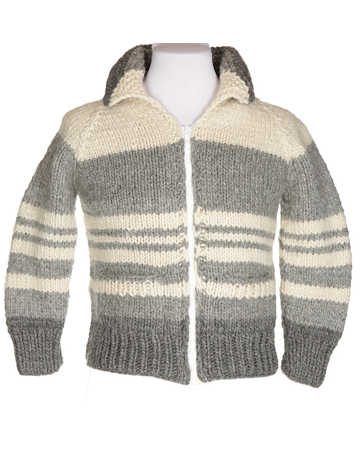 Children's Grey & Cream Wool Cardigan - 34C