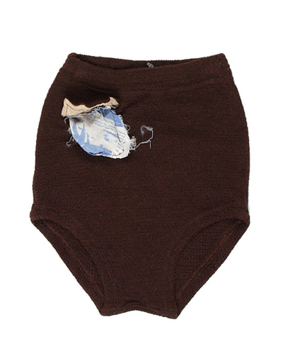 40s Brown Knitted Swim Shorts - XS