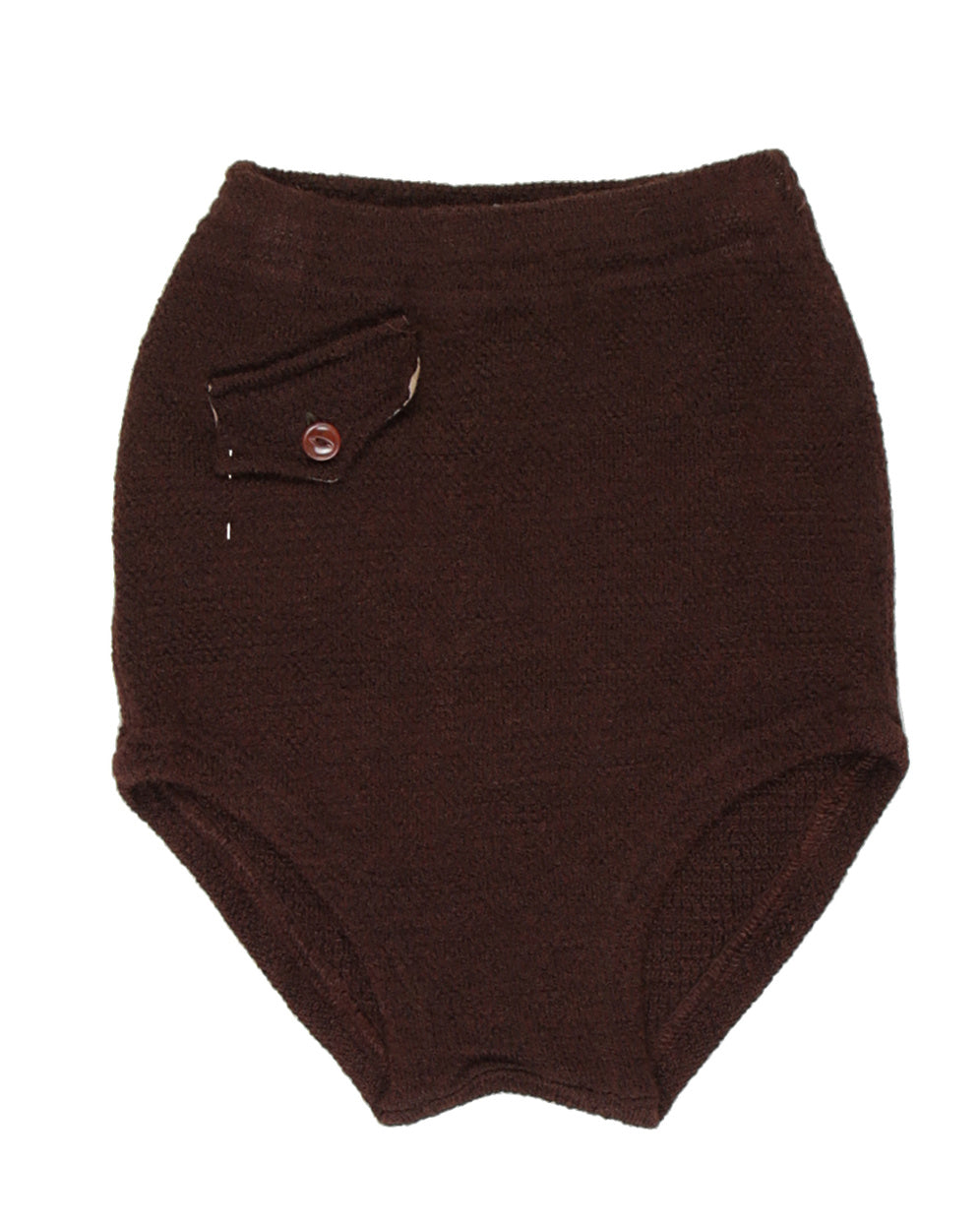 40s Brown Knitted Swim Shorts - XS