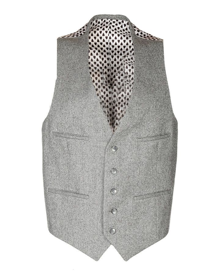 Vintage 70s Grey Herringbone Waistcoat - M