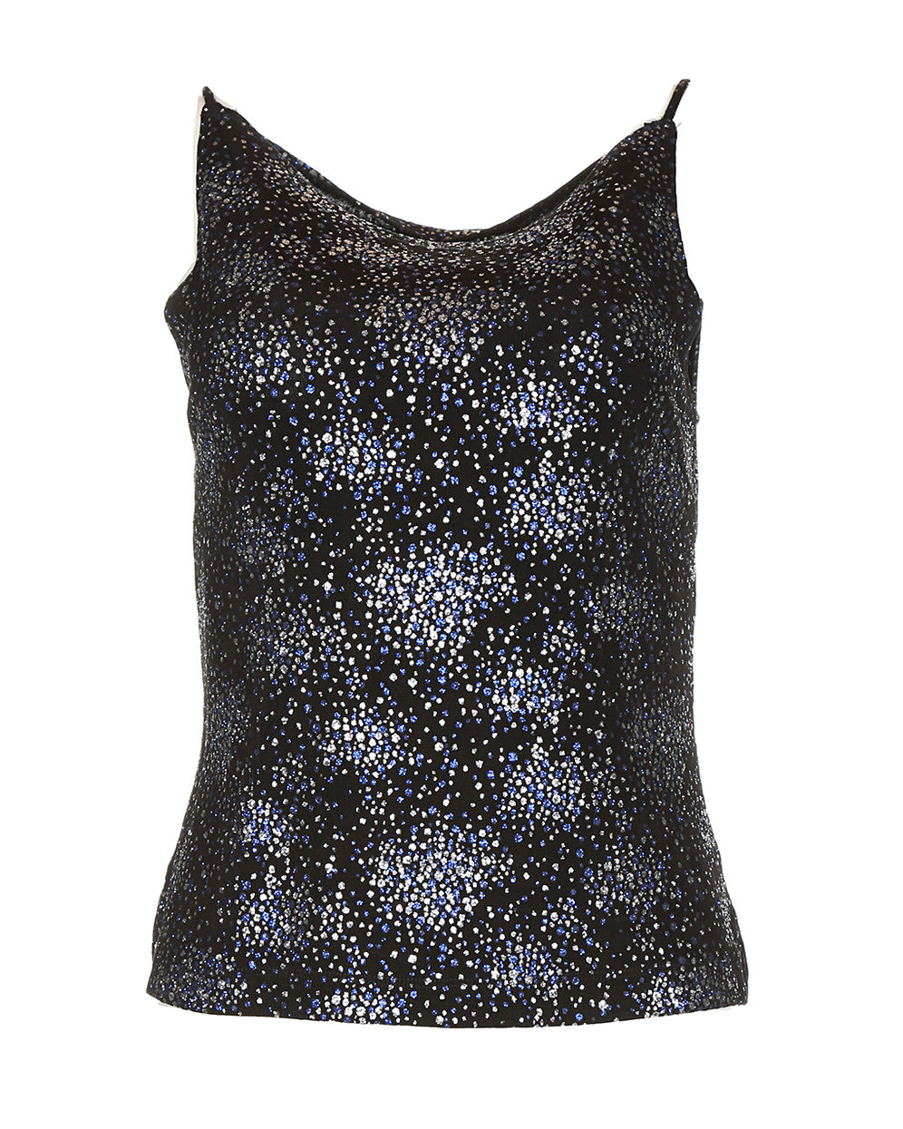90s Black Glitter Stretch Vest Top - S