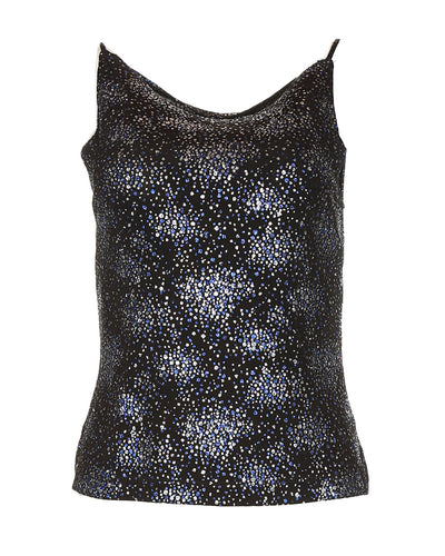 90s Black Glitter Stretch Vest Top - S