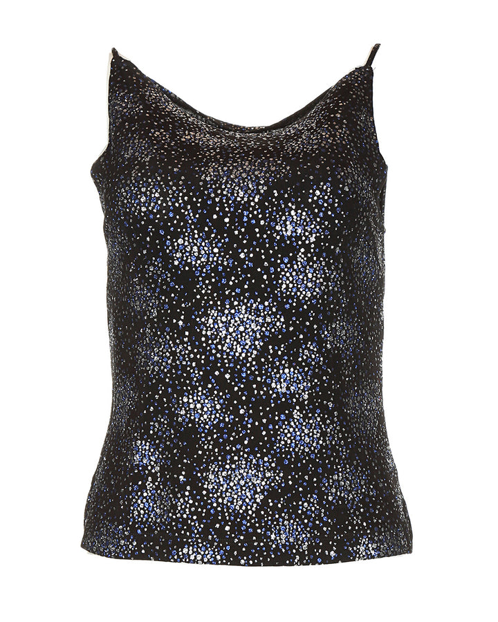 90s Black Glitter Stretch Vest Top - S