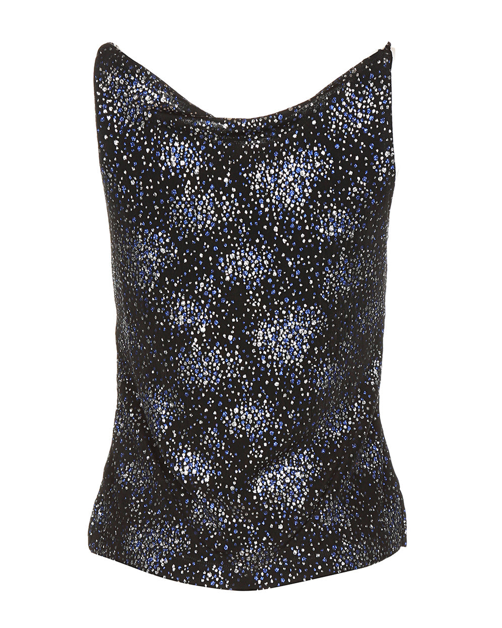 90s Black Glitter Stretch Vest Top - S