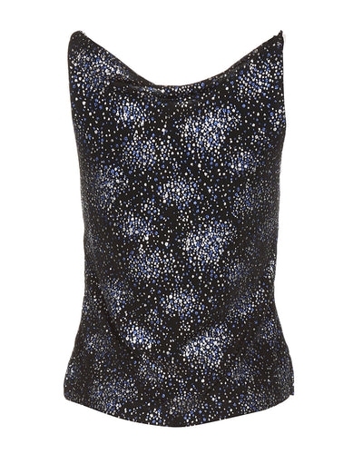90s Black Glitter Stretch Vest Top - S