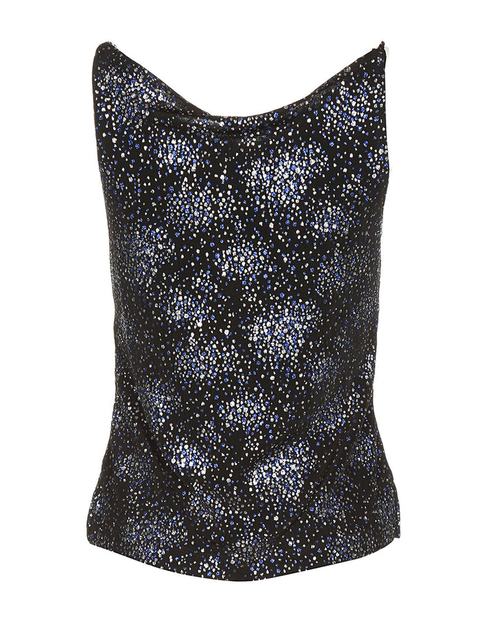90s Black Glitter Stretch Vest Top - S