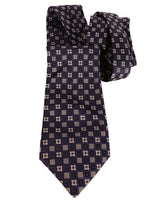 Blue &amp; Silver Square Print Silk Tie