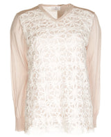Lanvin Cream &amp; White Lace Jumper - S